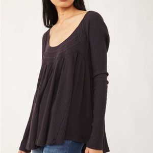 Free People Blouse Flowy Its Always You Top In Black Medium